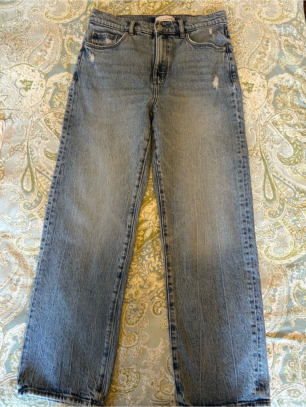 LOFT High-Rise Straight Leg Jeans - Light Blue
